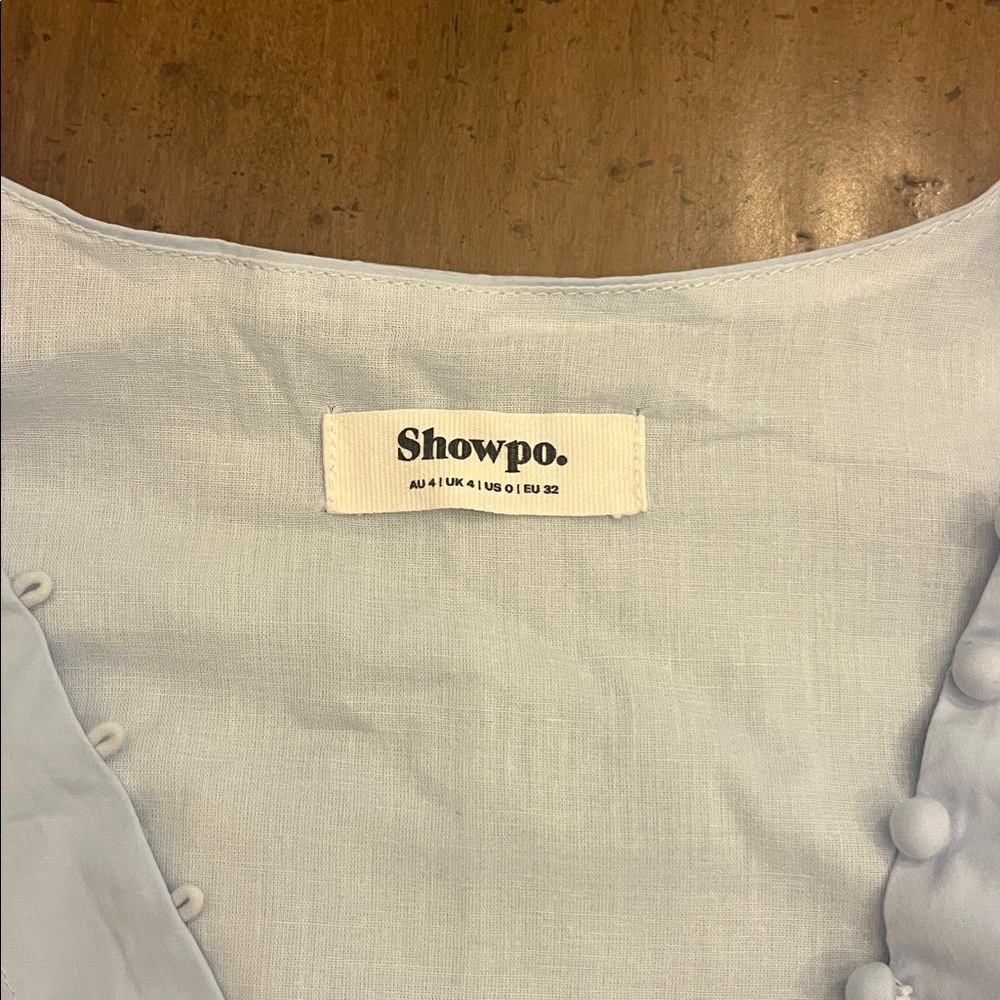 Showpo Light Blue Puff Sleeve Kids Dress - Picture 2 of 4